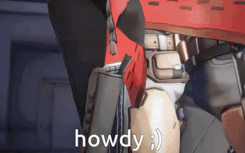 A Video Game Character With The Word Howdy Written On It GIF