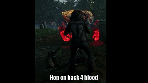 A Video Game Character With The Words Hop On Back 4 Blood GIF