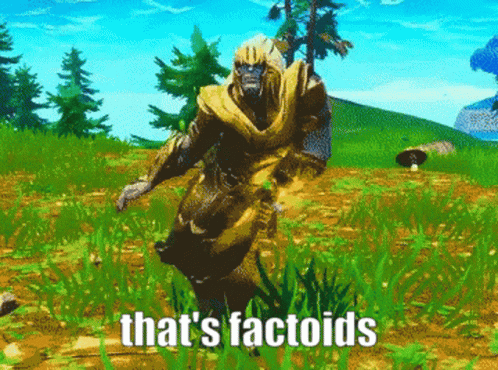 A Video Game Character With The Words That 'S Factoids On The Bottom GIF