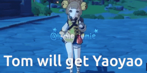 A Video Game Character With The Words Tom Will Get Yaoyao Below Her GIF