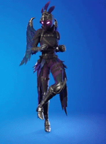 A Video Game Character With Wings And Bunny Ears Is Standing On A Blue Surface . GIF