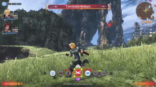 A Video Game Is Being Played And The Character Is Fighting A Monster Called Territorial Rotbart GIF