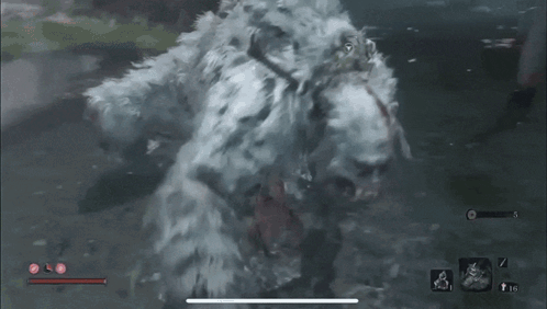 A Video Game Is Being Played And The Player Is Fighting A Monster Named Guardian Ape GIF