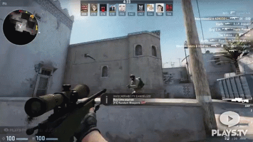 A Video Game Is Being Played On Plays.tv And The Player Is Holding A Rifle GIF