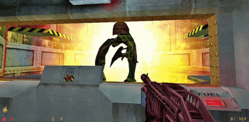A Video Game Is Being Played With A Test Fire Sign GIF