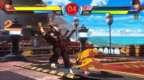 A Video Game Is Being Played With Two Fighters And The Score Is 04 GIF