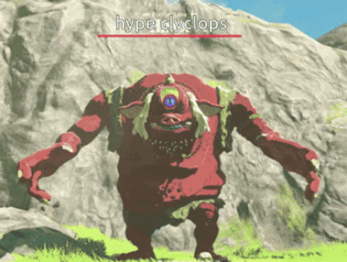 A Video Game Monster Named Hyperlyclops Stands In Front Of A Mountain GIF
