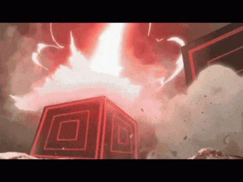 A Video Game Scene Shows A Cube Being Destroyed By A Lightning Bolt GIF