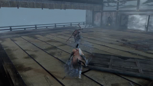 A Video Game Scene Shows A Man Holding A Sword And A Woman Riding A Horse GIF