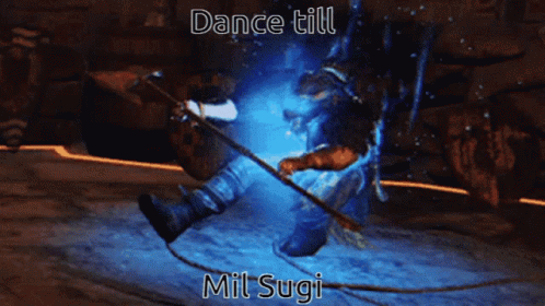 A Video Game Scene That Says Dance Till Mil Sugi On It GIF