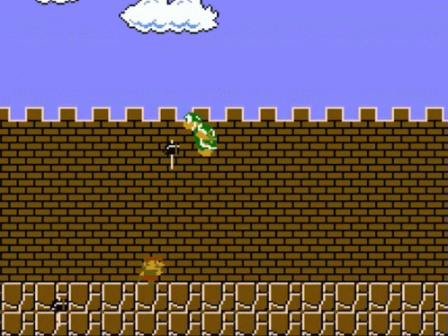 A Video Game Scene With A Brick Wall And A Snake GIF
