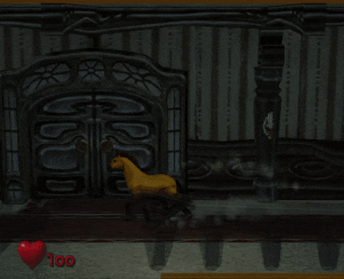 A Video Game Scene With A Horse And A Heart That Says 100 On It GIF