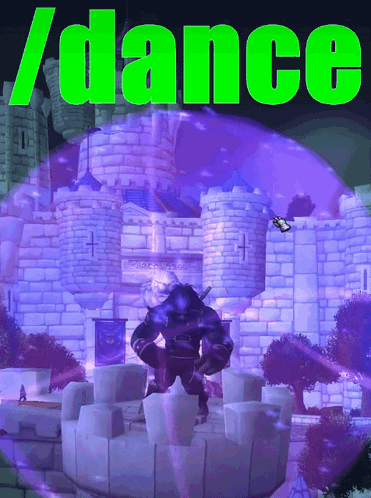 A Video Game Scene With A Monster And The Words / Dance GIF