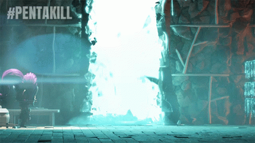 A Video Game Scene With A #Pentakill Hashtag GIF