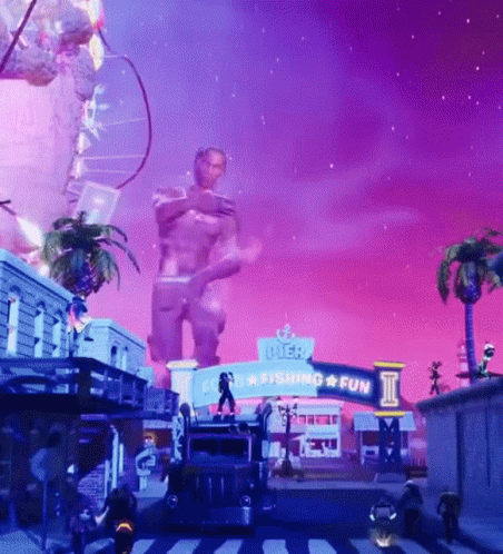 A Video Game Scene With A Sign For Pier Fishing Fun GIF