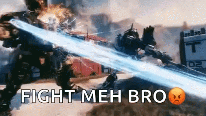 A Video Game Scene With The Words Fight Meh Bro Written On It GIF
