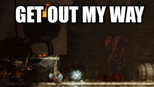 A Video Game Scene With The Words Get Out My Way GIF