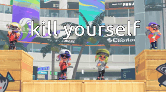 A Video Game Scene With The Words Kill Yourself In White Letters GIF
