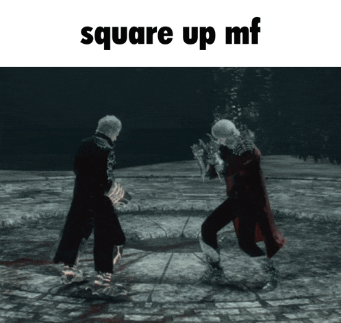 A Video Game Scene With The Words Square Up Mf On The Top GIF