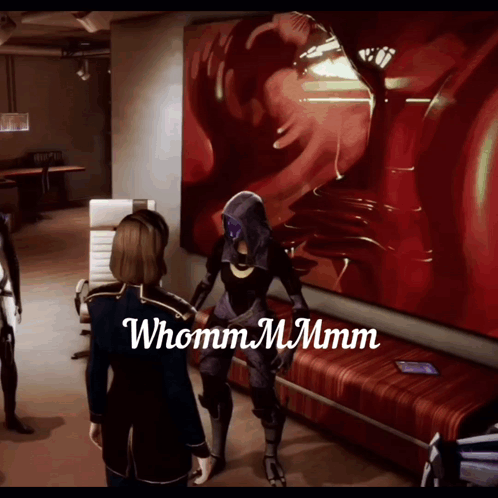 A Video Game Scene With The Words Whomm Mmmmm GIF