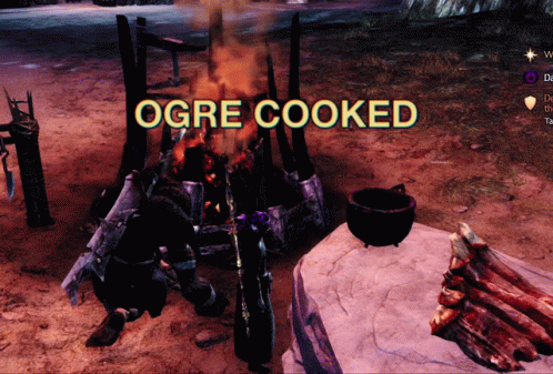 A Video Game Screen Displays Ogre Cooked GIF