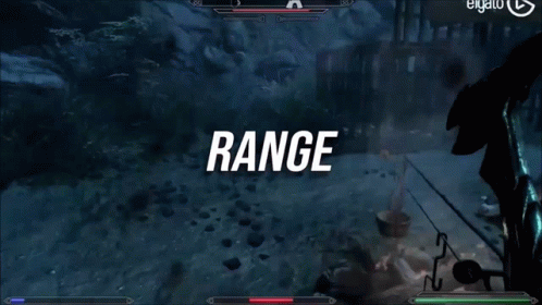 A Video Game Screen Displays The Word Range In White Letters GIF