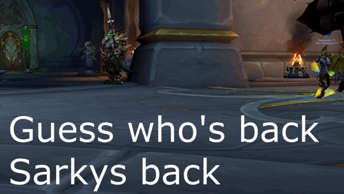 A Video Game Screen Says Guess Who 'S Back Sarkys Back GIF