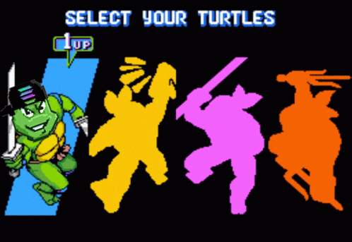 A Video Game Screen Says Select Your Turtles 1 Up GIF