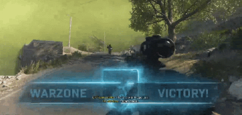 a video game screen says warzone and victory at the top
