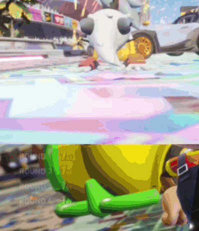 Video Game Screen Showing Cartoon Character Round 2 GIF