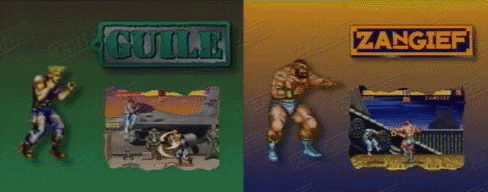 A Video Game Screen Shows A Character Named Culle And A Character Named Zangief GIF