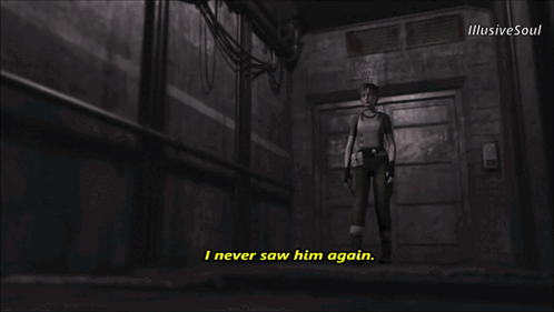 A Video Game Screen Shows A Character Saying I Never Saw Him Again GIF