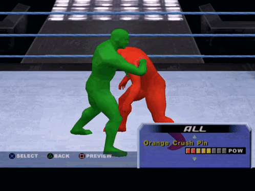 A Video Game Screen Shows A Green And Red Wrestler GIF