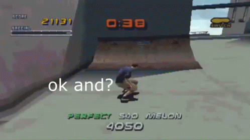 A Video Game Screen Shows A Person Riding A Skateboard And Says Ok And GIF