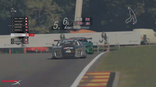 A Video Game Screen Shows A Race Between Adam 18238 And Dennis Wright GIF