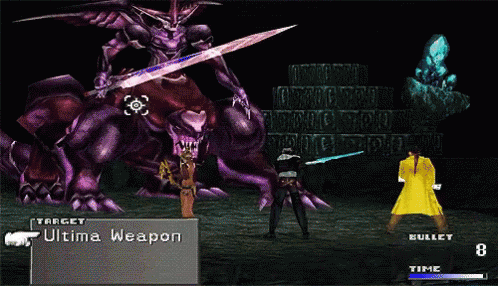 A Video Game Screen Shows A Target Ultima Weapon And A Bullet Time GIF
