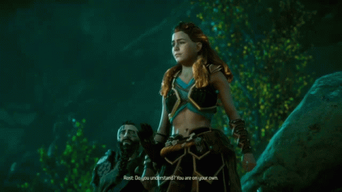 A Video Game Screen Shows A Woman Talking To A Man Named Rosie GIF
