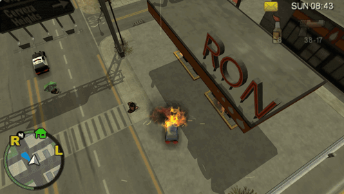 A Video Game Screen Shows An Explosion And Says " Wasted " GIF