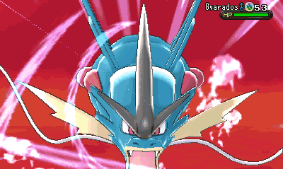 A Video Game Screen Shows Gyarados With A Hp Of 53 GIF