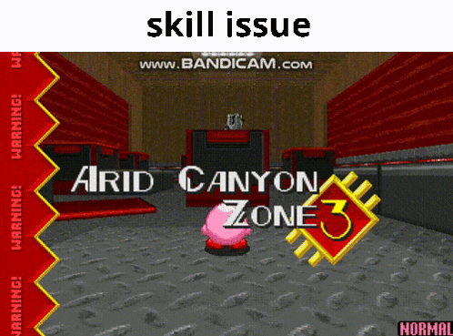 A Video Game Screen Shows Kirby In The Airid Canyon Zone GIF