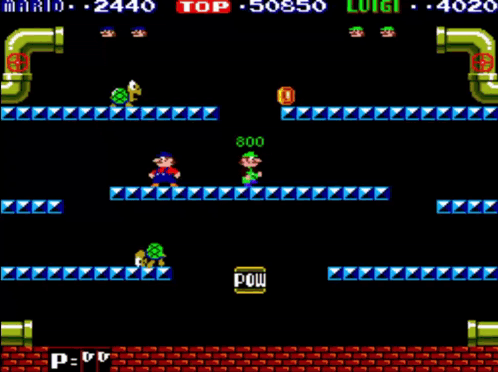 A Video Game Screen Shows Mario And Luigi Fighting A Turtle GIF