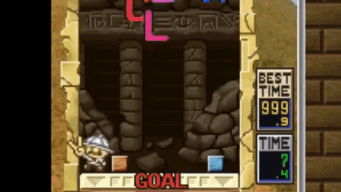 A Video Game Screen Shows The Best Time Is 999 Seconds And The Time Is 7.4 Seconds GIF