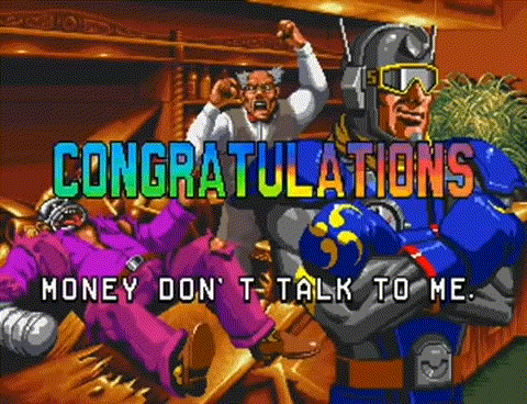 A Video Game Screen That Says Congratulations Money Don 'T Talk To Me . GIF