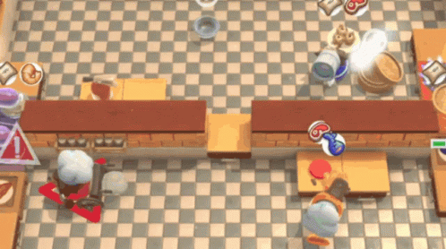 A Video Game Shows A Checkered Floor And A Few Players GIF