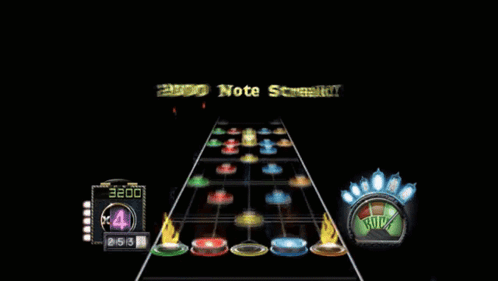 A Video Game Shows A Guitar Playing A Song With A Score Of 4893 GIF