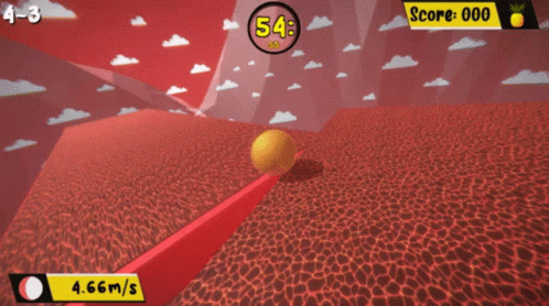 a video game shows a score of 54 and 5.05m / s
