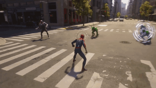 A Video Game Shows A Spider-Man Fighting A Monster GIF