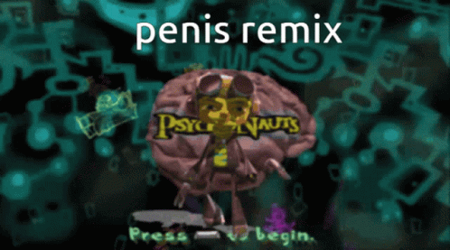 a video game that says penis remix on the bottom