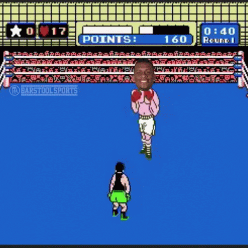 A Video Game With A Man 'S Face On The Screen That Says Barstoolsports GIF
