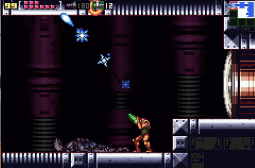 A Video Game With A Purple Background And A Score Of 86 GIF